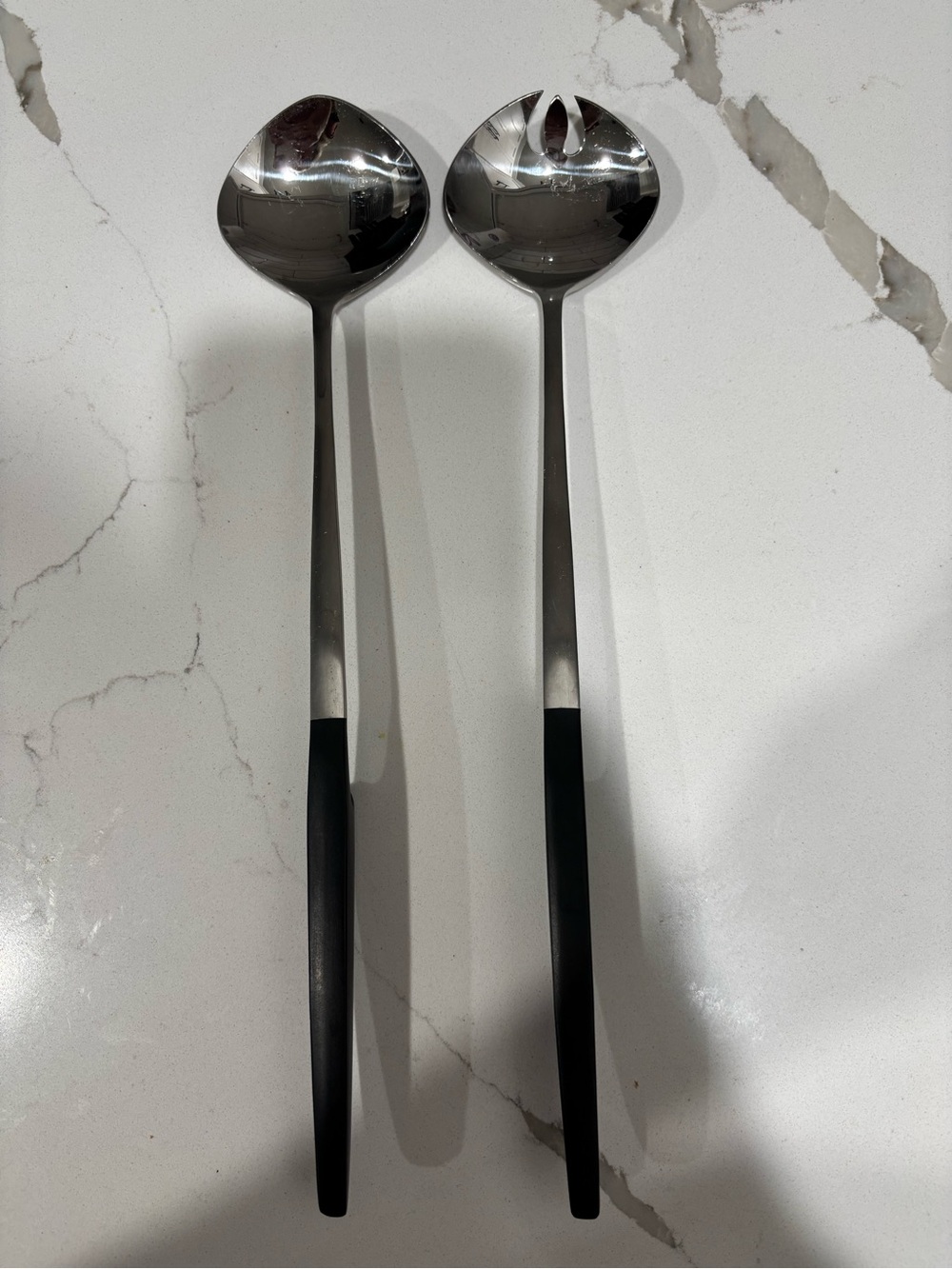 Black Stainless Steel Serving Spoon and Slotted Spoon Set